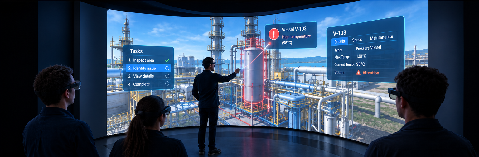 Team participating in a collaborative immersive experience