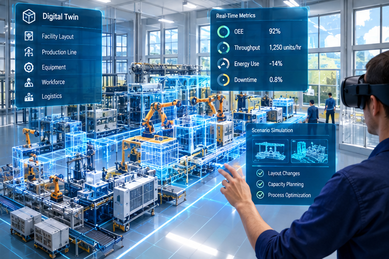 Robotic manufacturing environment presented through immersive technology